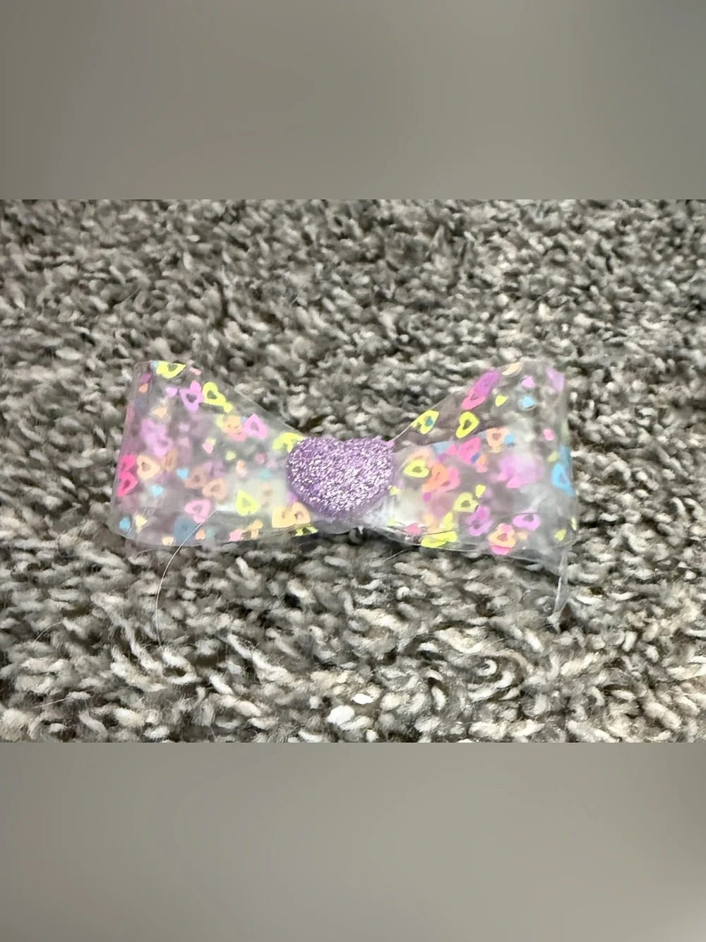 Kids Glitter Heart Bow Hair Clip - Purple Heart
